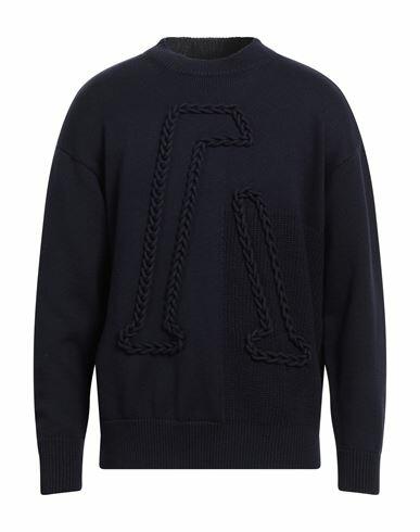 Emporio Armani Man Sweater Midnight blue Virgin Wool, Cotton Cover