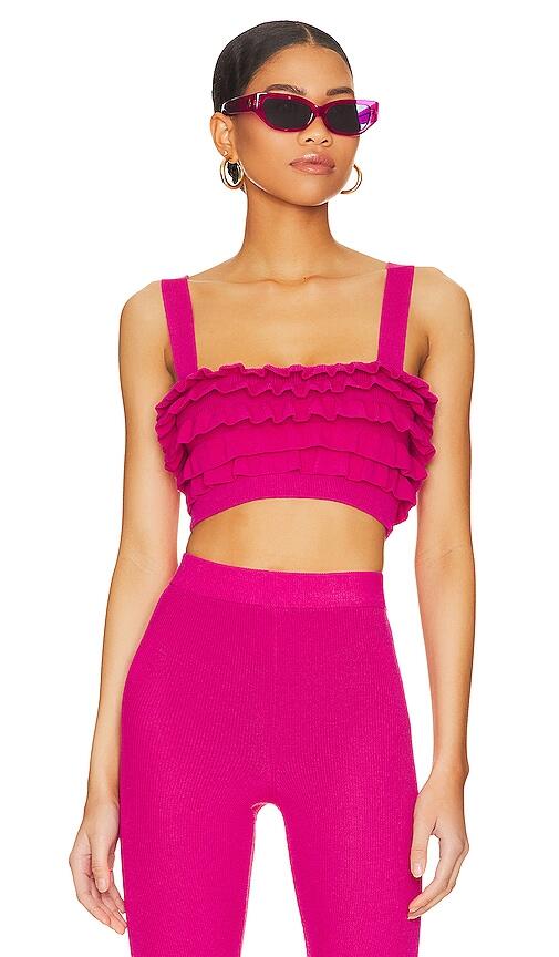 Lovers and Friends Razi Ruffle Knit Crop Top in Fuchsia Cover