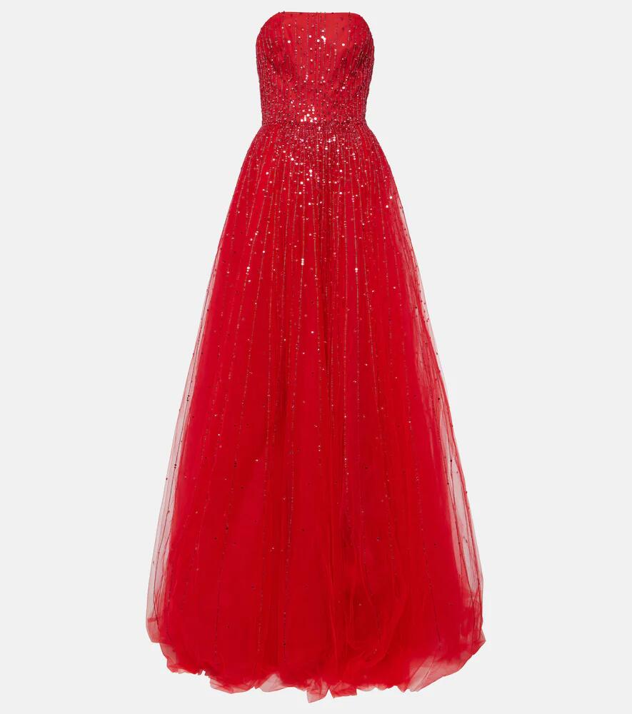 Monique Lhuillier Embellished tulle gown Cover