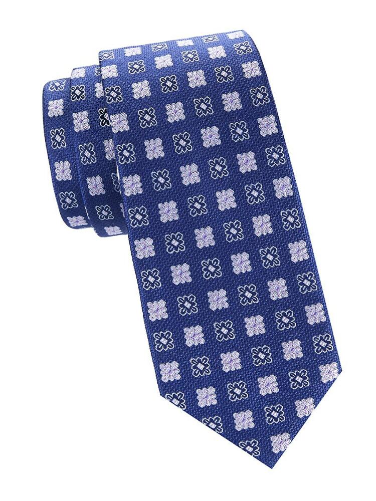 Saks Fifth Avenue Men's Medallion Silk Tie - Navy Purple Cover