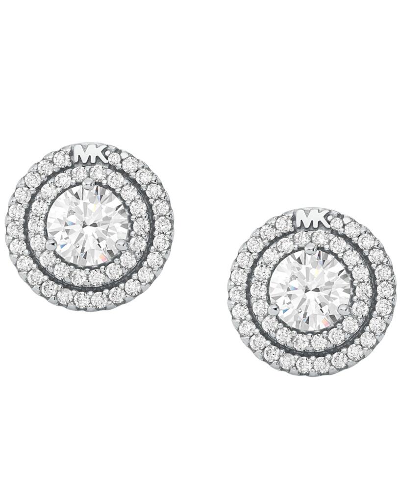 Michael Kors Sterling Silver Pave Halo Stud Earrings - Silver Cover