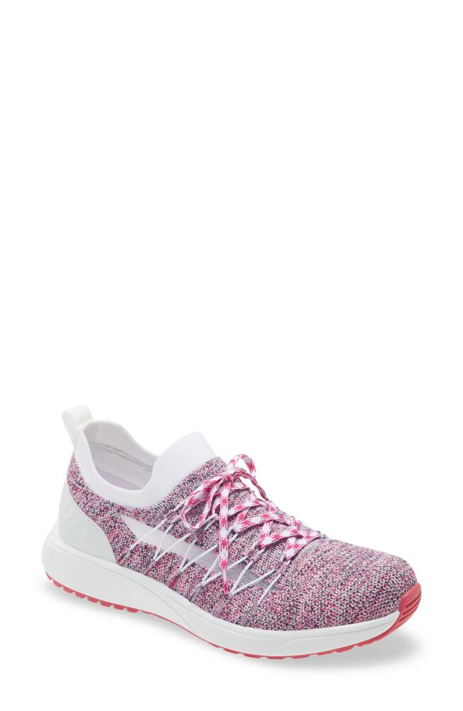 TRAQ by Alegria Synq 2 Knit Sneaker in Pink Leather Cover