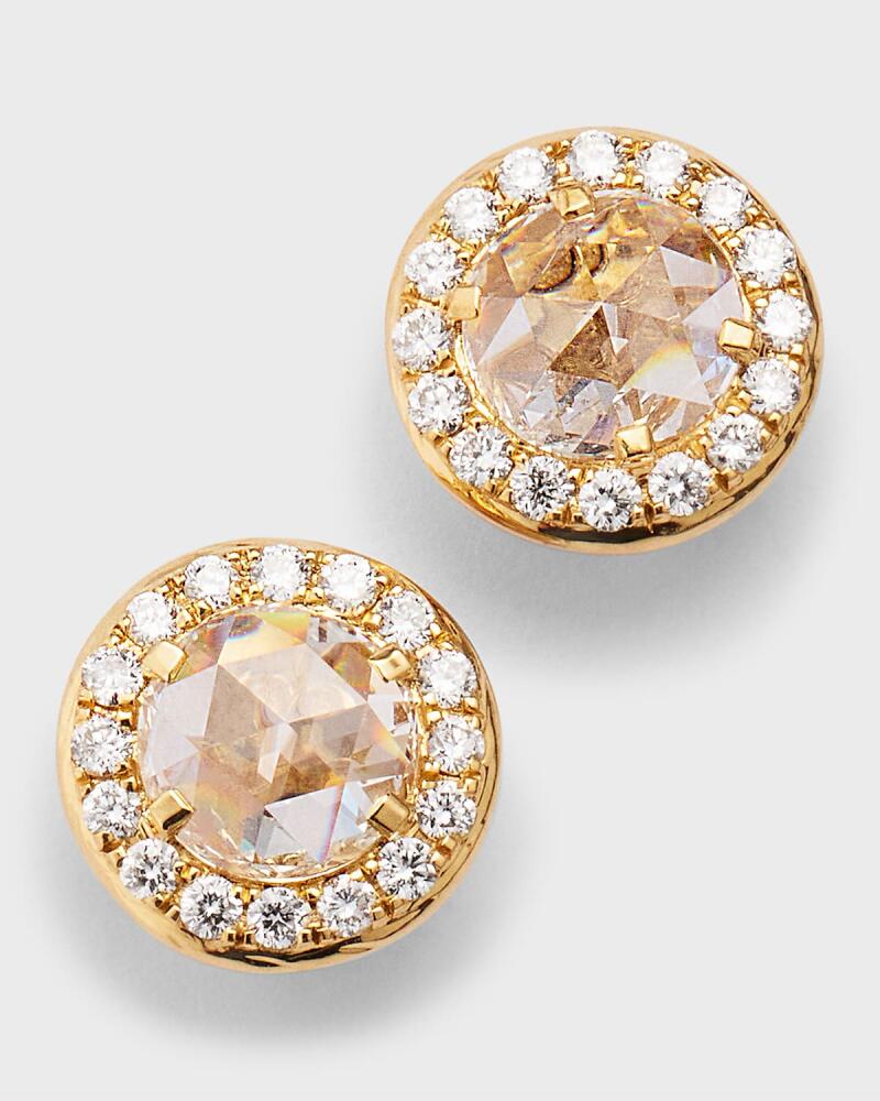 64 Facets 18K Yellow Gold Scallop Diamond Stud Earrings, 0.65tcw Cover