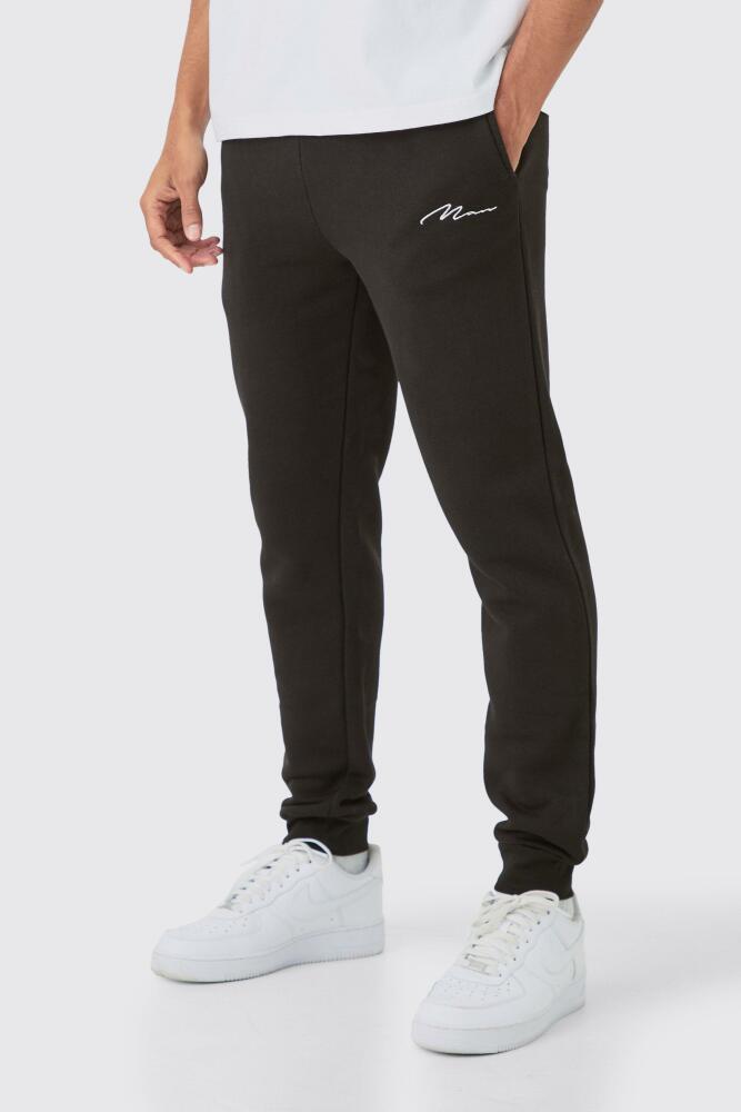 boohoo Mens Man Signature Regular Fit Sweatpants - Black Cover