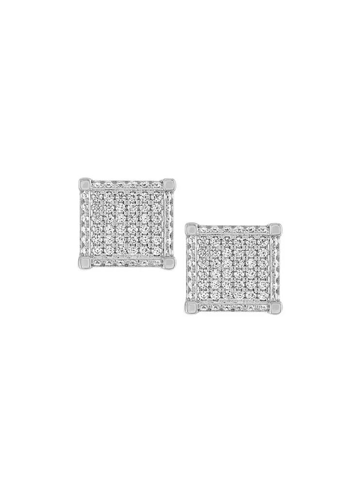 Esquire Men's Sterling Silver & Cubic Zirconia Rectangle Stud Earrings Cover