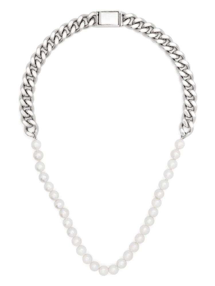 Jil Sander faux-pearl curb-chain necklace - White Cover