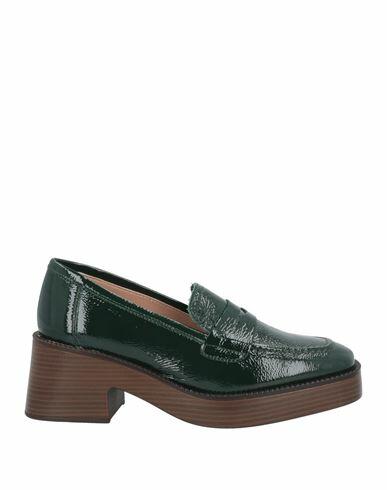 Unisa Woman Loafers Dark green Leather Cover