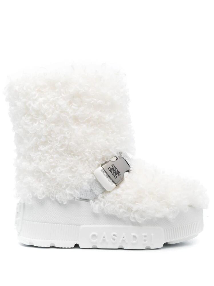 Casadei buckled faux-fur boots - White Cover