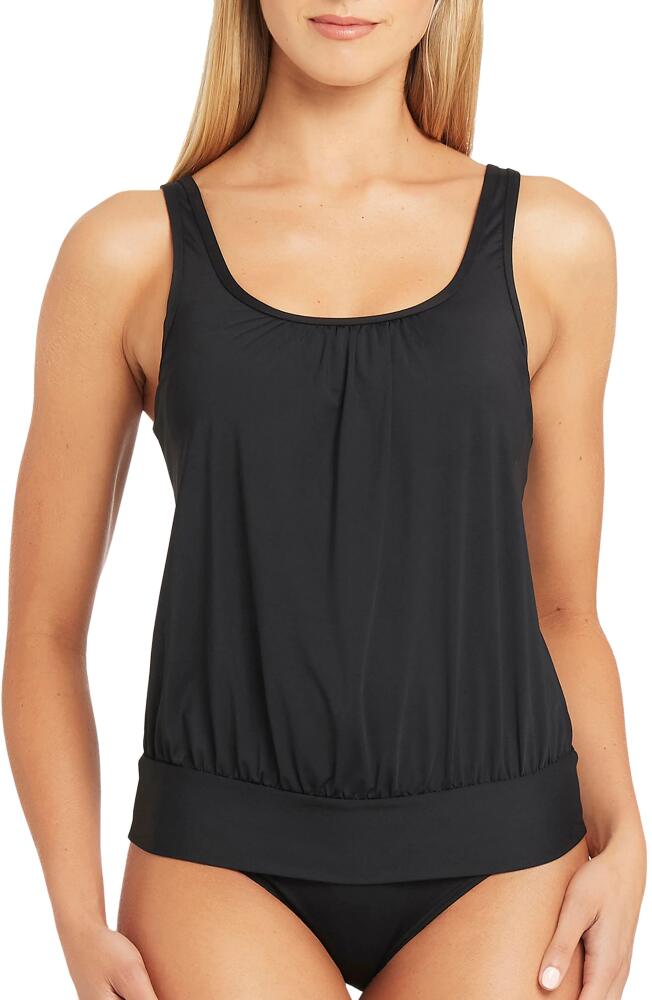 Sea Level Blouson Tankini Top in Black Cover