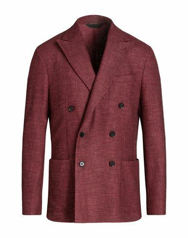 Paoloni Man Blazer Burgundy Virgin Wool, Silk, Synthetic fibers, Cotton, Cashmere Cover