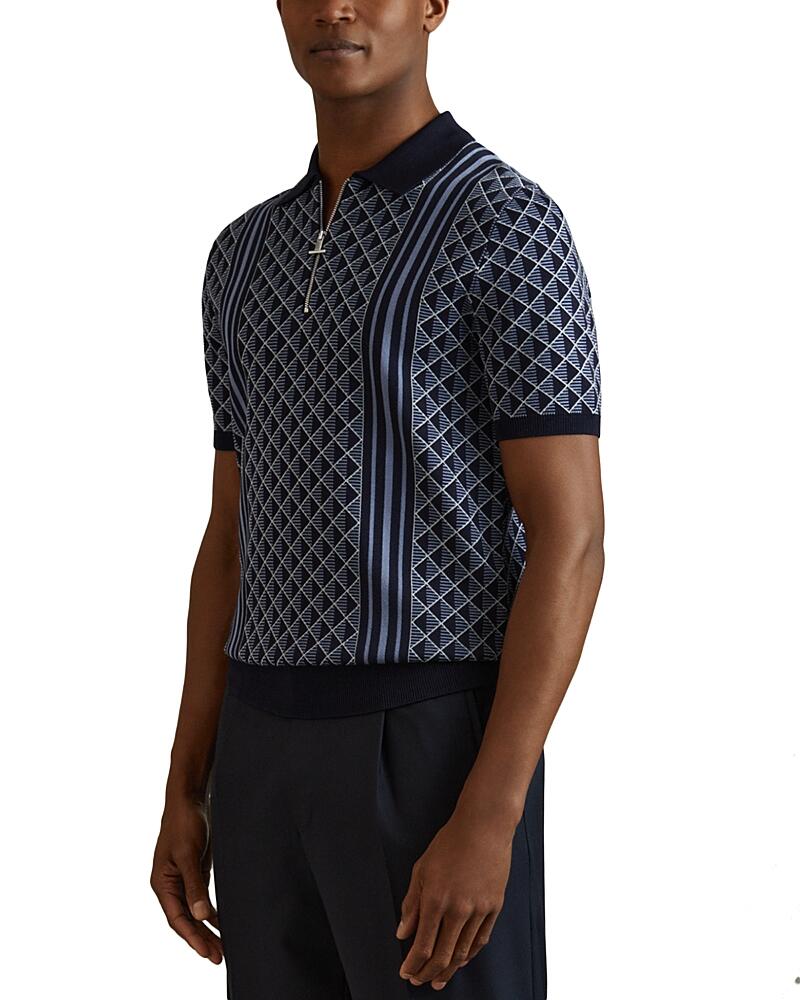 Reiss Sanderson Printed Half Zip Polo Shirt Cover