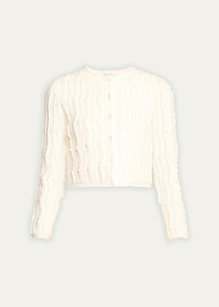 Oscar de la Renta Wave Knit Cropped Cardigan Cover