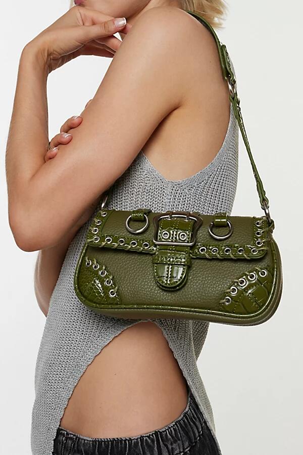 Silence + Noise Jade Laced Baguette Bag in Olive Cover