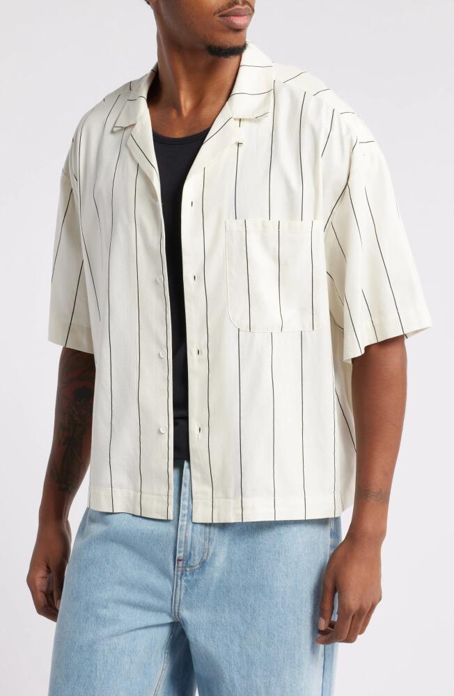 Elwood Boxy Camp Shirt in Lotus/Black Stripe Cover