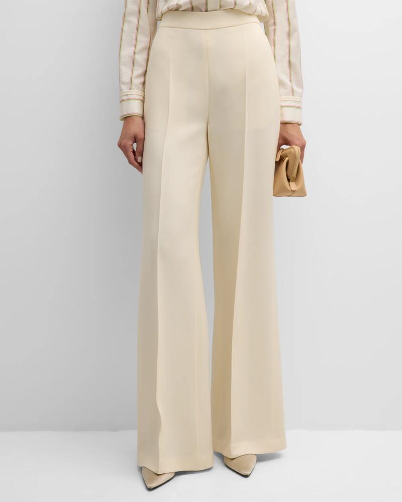 Adam Lippes Bettina Flared Silk-Wool Pants Cover