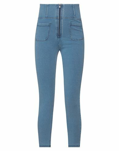 Freddy Woman Leggings Blue Cotton, Elastane Cover