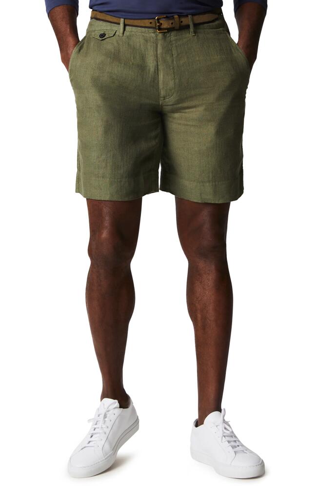 Billy Reid Moore Linen Shorts in Olive Cover