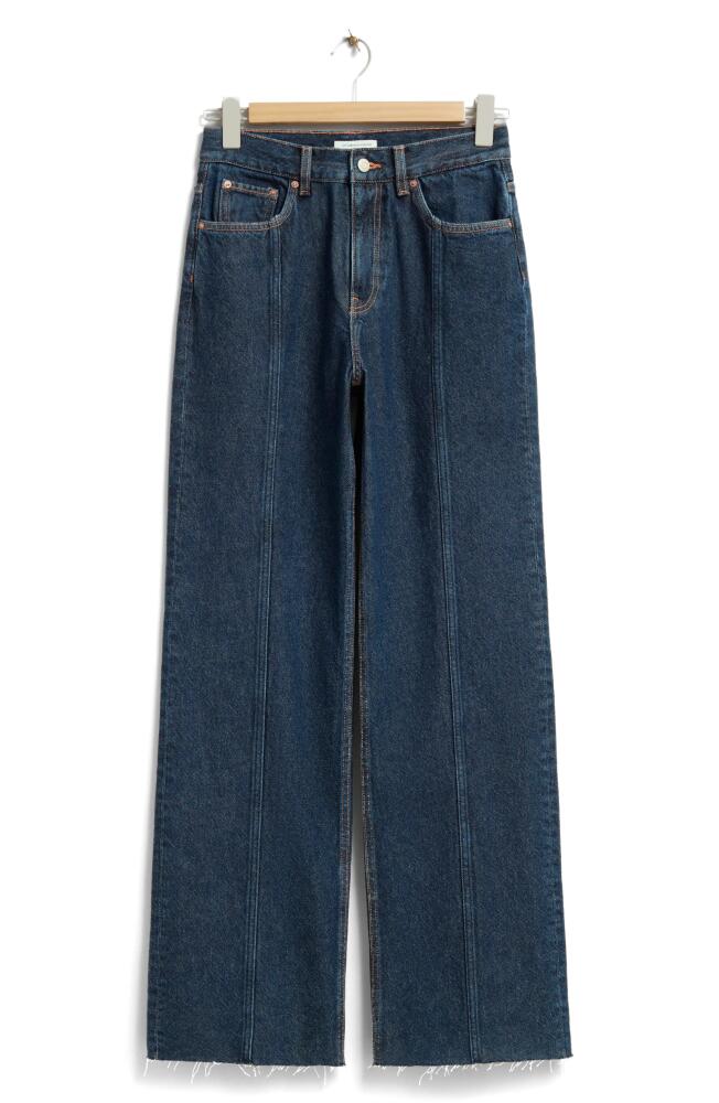 & Other Stories Raw Hem Straight Leg Jeans in Rinse Blue Cover