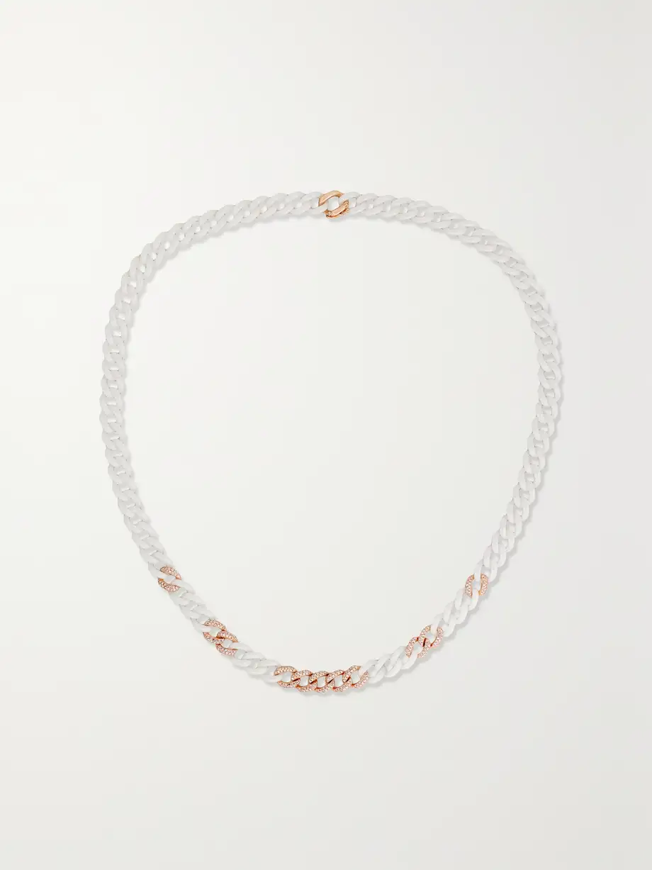 SHAY - Ceramic, 18-karat Rose Gold And Diamond Necklace - One size Cover