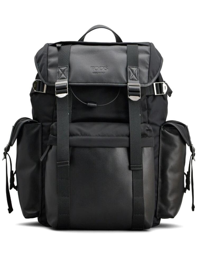 Tod's debossed-logo leather backpack - Black Cover