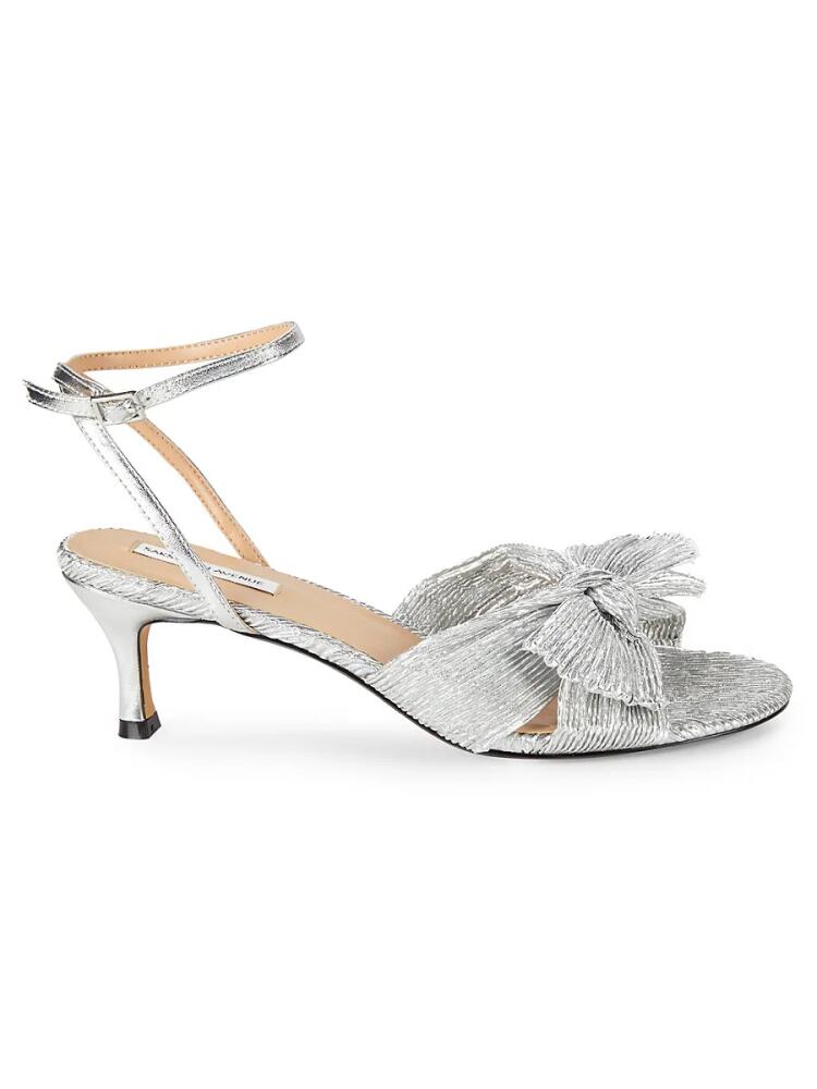 Saks Fifth Avenue Women's Sammy Pleated Kitten Heel Sandals - Silver Cover