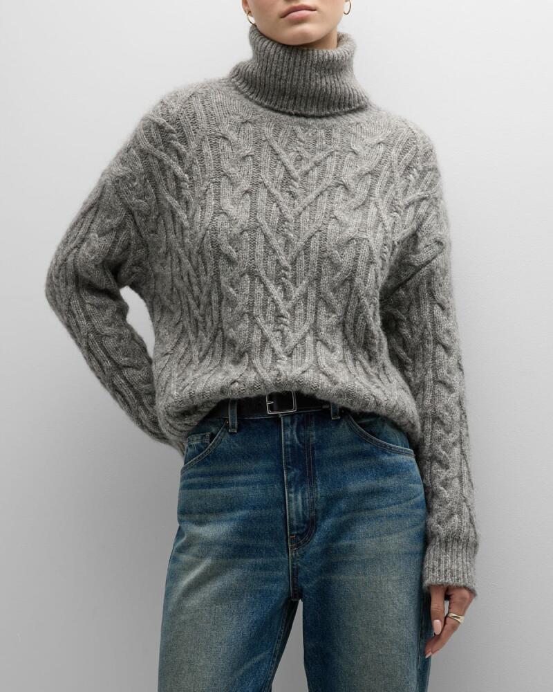 Nili Lotan Cable-Knit Cashmere Turtleneck Sweater Cover