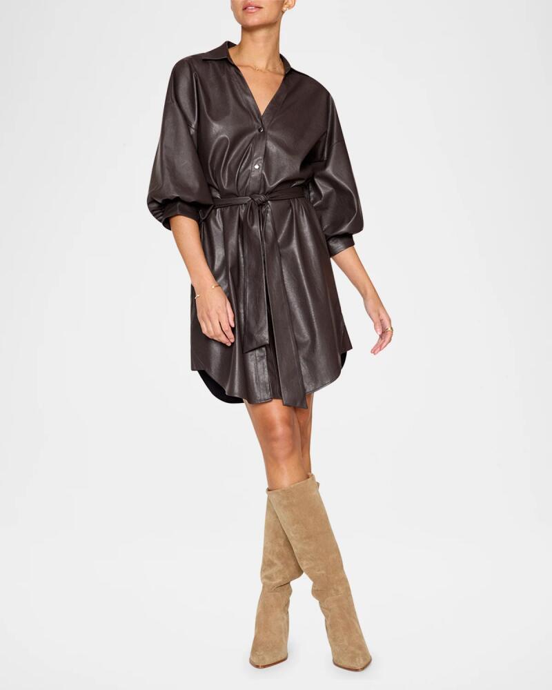 Brochu Walker Kate Belted Vegan Leather Mini Shirtdress Cover