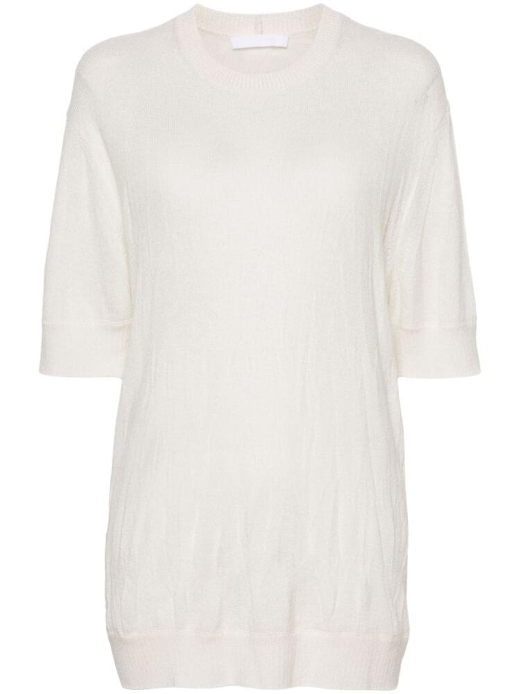 Helmut Lang crushed-effect short-sleeve jumper - Neutrals Cover