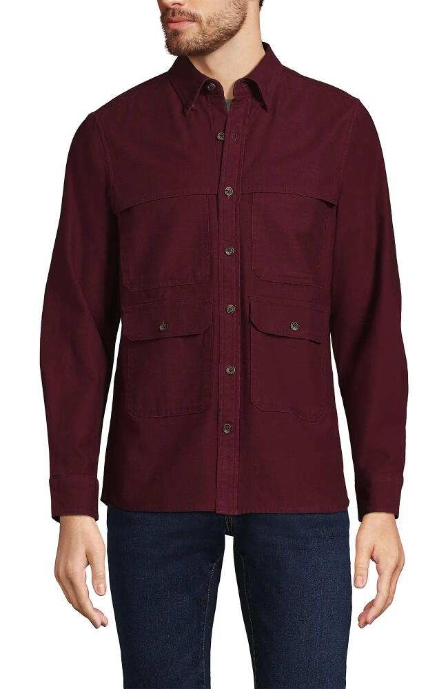 Lands' End Long Sleeve Textured Twill Utility Shirt in Royal Burgundy Cover