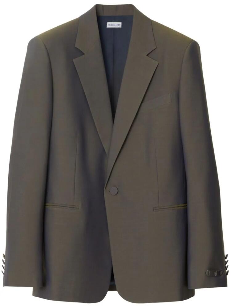 Burberry iridescent-effect wool blazer - Green Cover