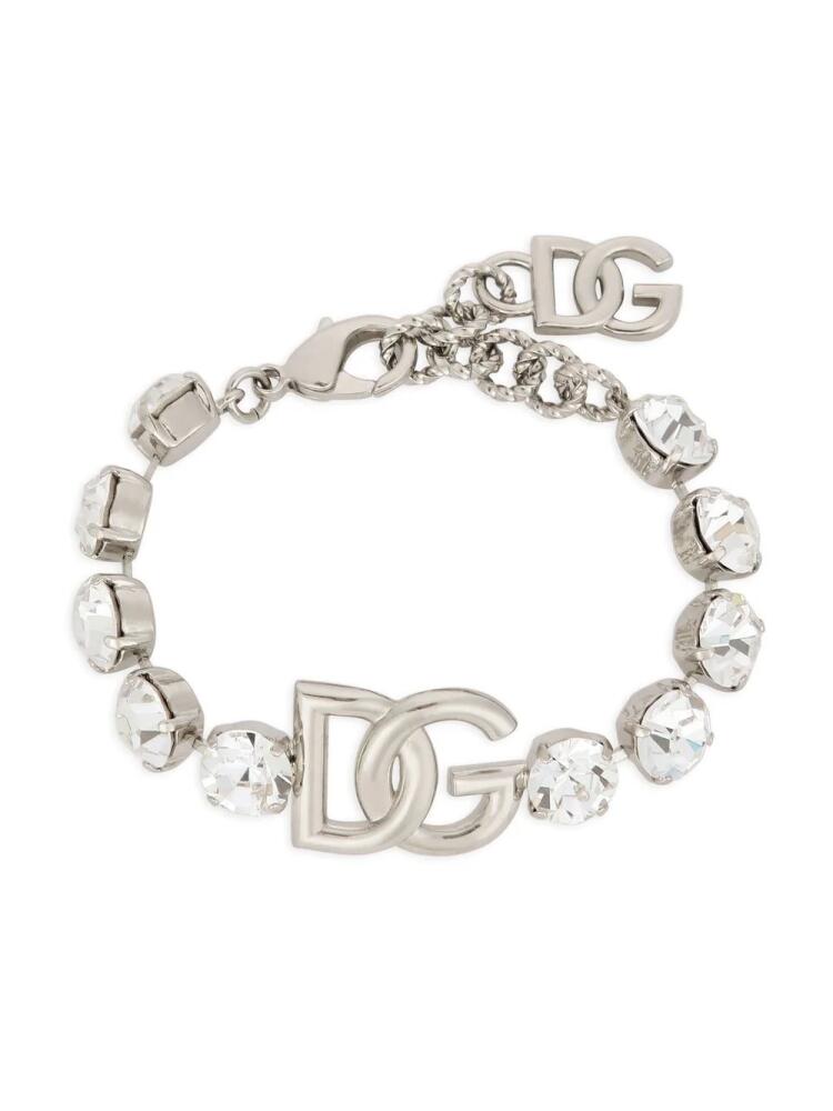 Dolce & Gabbana KIM DOLCE&GABBANA DG-logo rhinestone bracelet - Silver Cover