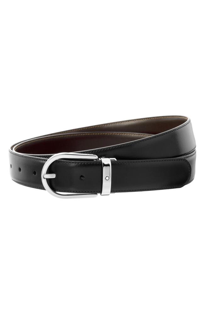 Montblanc Horseshoe Buckle Reversible Leather Belt in Black Cover