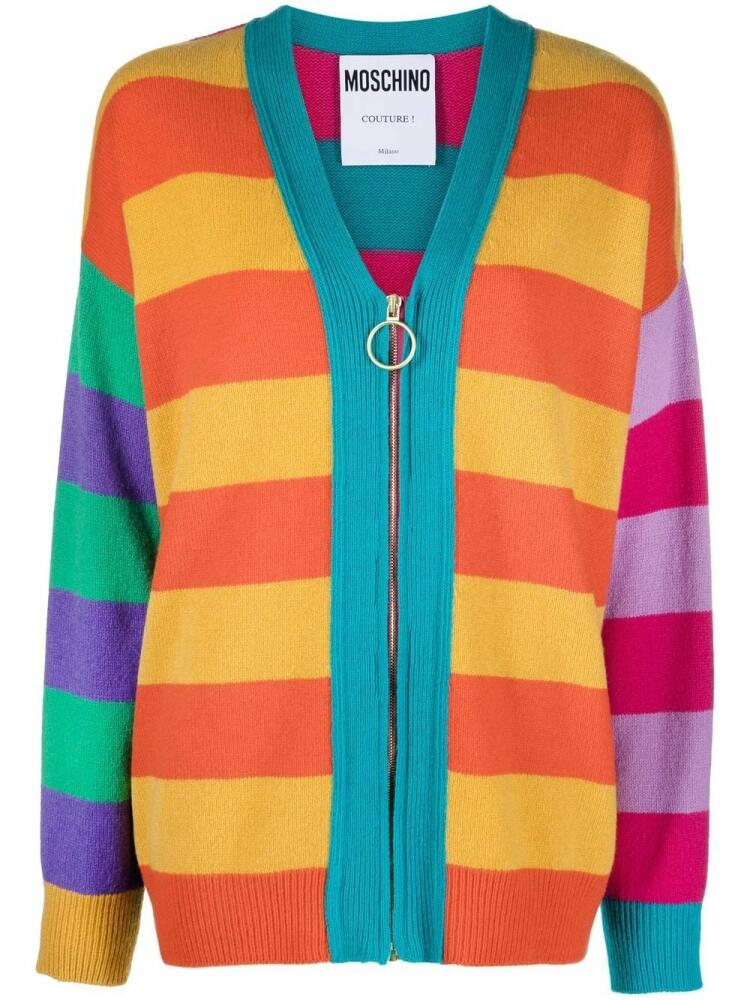 Moschino striped zip-up cardigan - Orange Cover