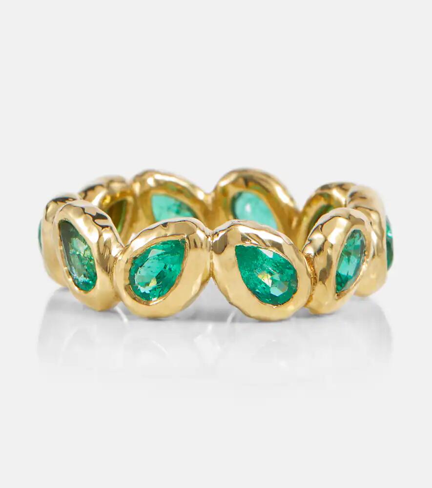 Octavia Elizabeth Nesting Gem 18kt gold eternity ring with emeralds Cover