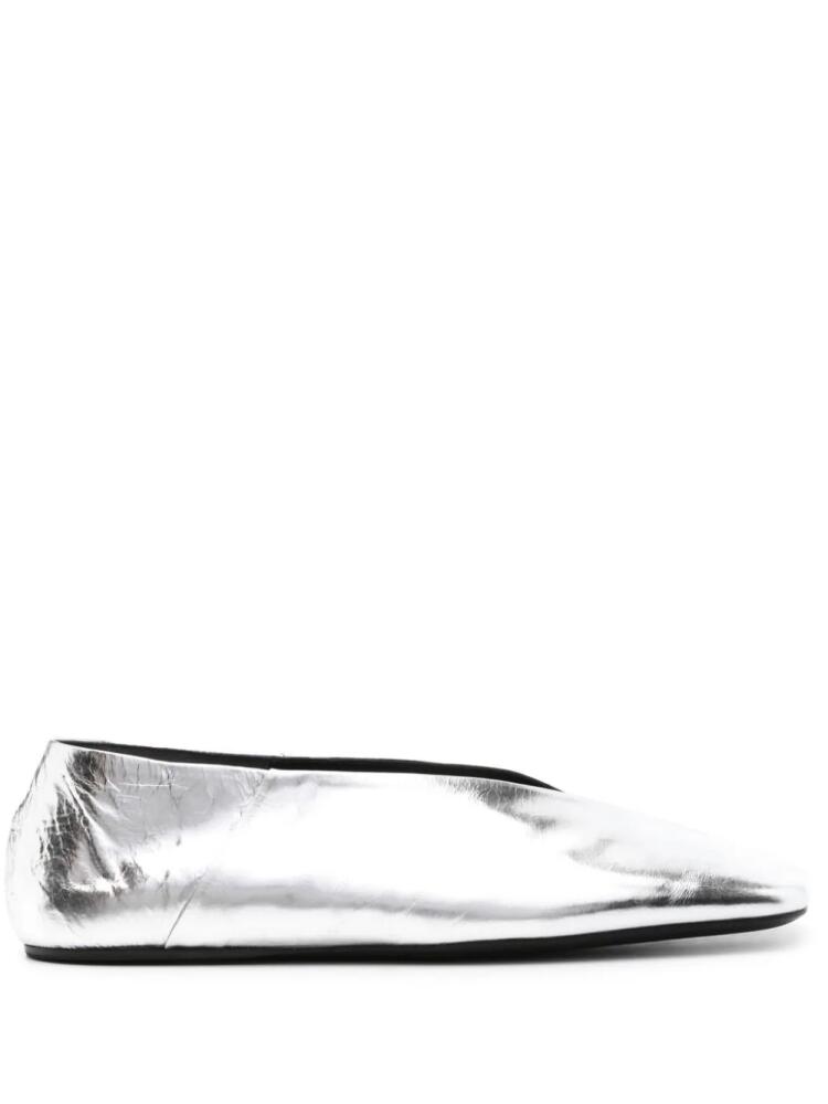 Jil Sander metallic leather ballerina shoes - Silver Cover