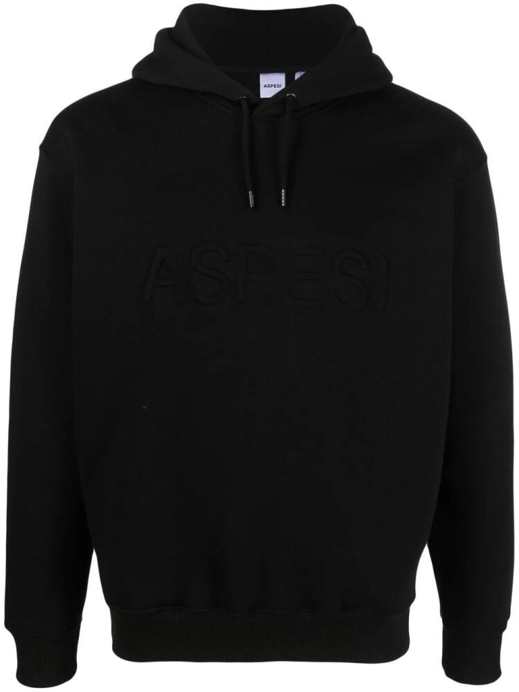 ASPESI logo-embossed drawstring hoodie - Black Cover