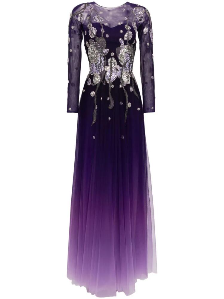 Saiid Kobeisy bead-embellishment long-sleeve dress - Purple Cover