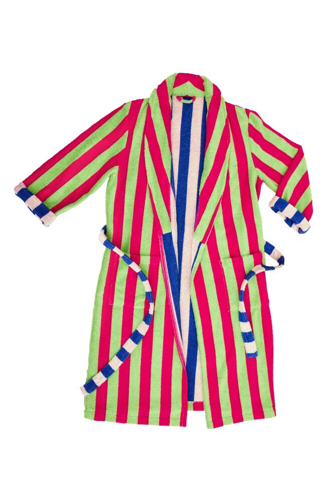 Dusen Dusen Stripe Terry Bathrobe in Garden Stripe Cover