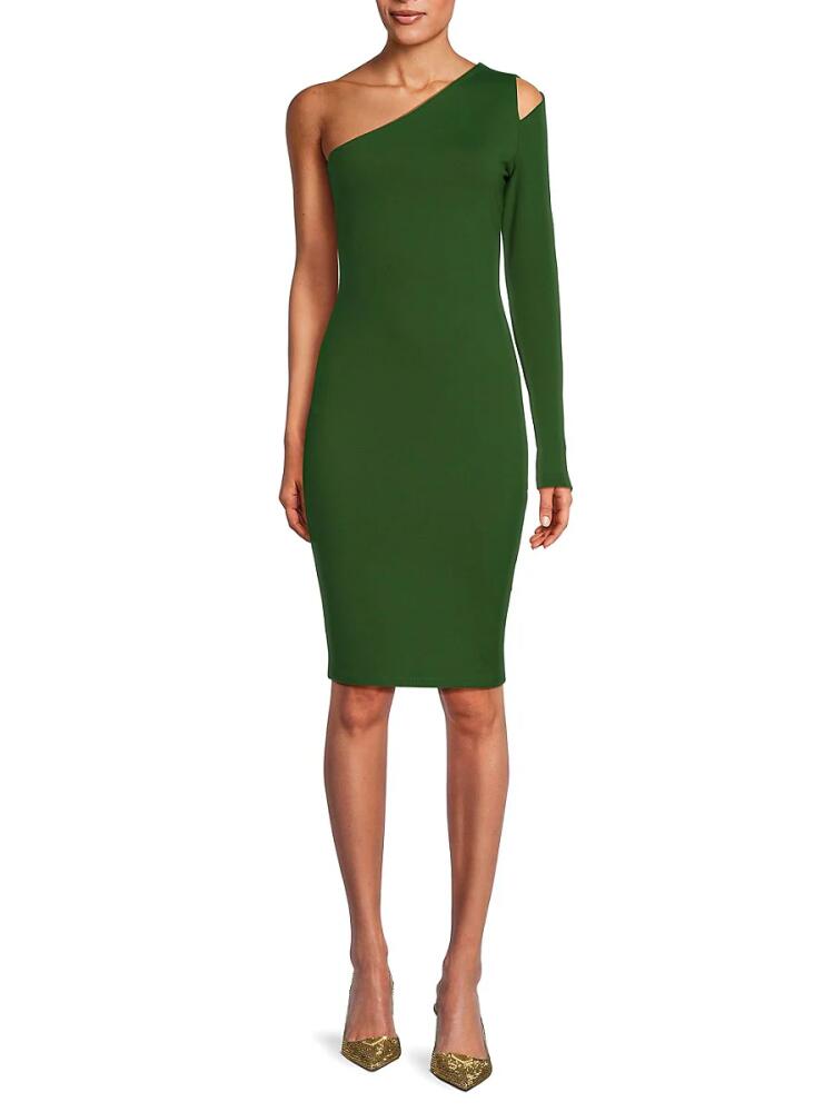 susana monaco Women's One Shoulder Bodycon Dress - Monstera Cover