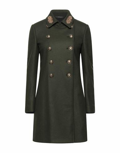 Dondup Woman Coat Military green Virgin Wool, Polyamide, Cashmere Cover