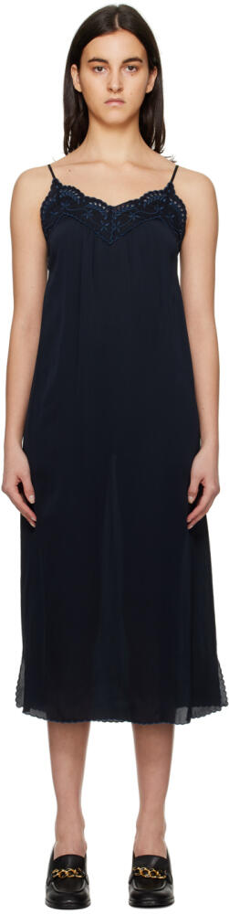 See by Chloé Navy Embroidered Midi Dress Cover