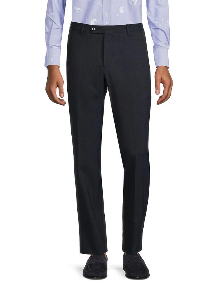 Zanella Men's Plaid Wool Pants - Blue Cover