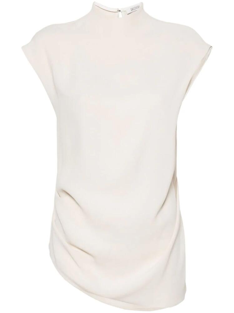 Gauchère crepe asymmetric sleeveless blouse - Neutrals Cover