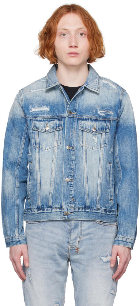 Ksubi Blue Distressed Denim Jacket Cover