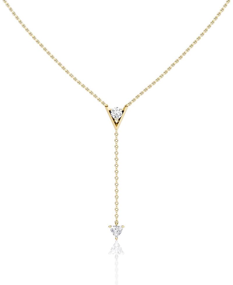 Vrai V Duo Lariat Necklace in 14K Gold/ 14k White Gold, .50ctw Round Brilliant & Trillion Lab Grown Diamonds, 16-18 Cover