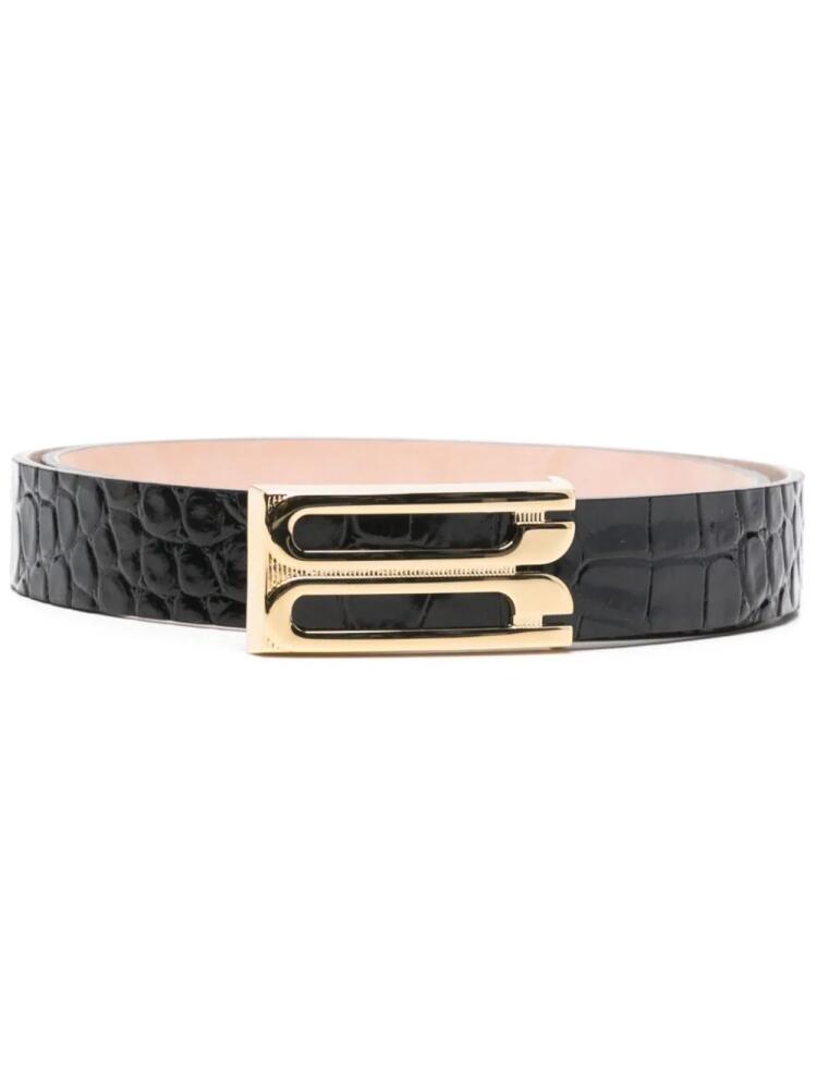 Victoria Beckham embossed-crocodile leather belt - Black Cover