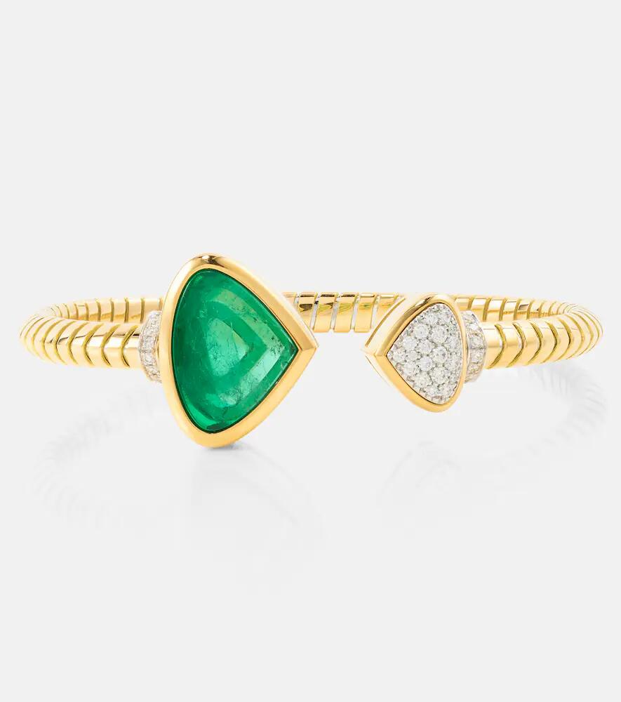 Marina B Trisolina 18kt gold cuff bracelet with diamonds and emerald Cover