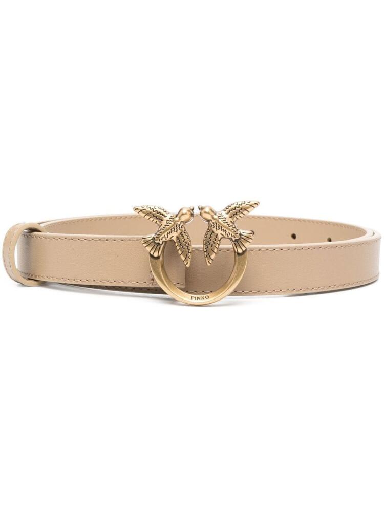 PINKO Love Berry logo-plaque leather belt - Neutrals Cover