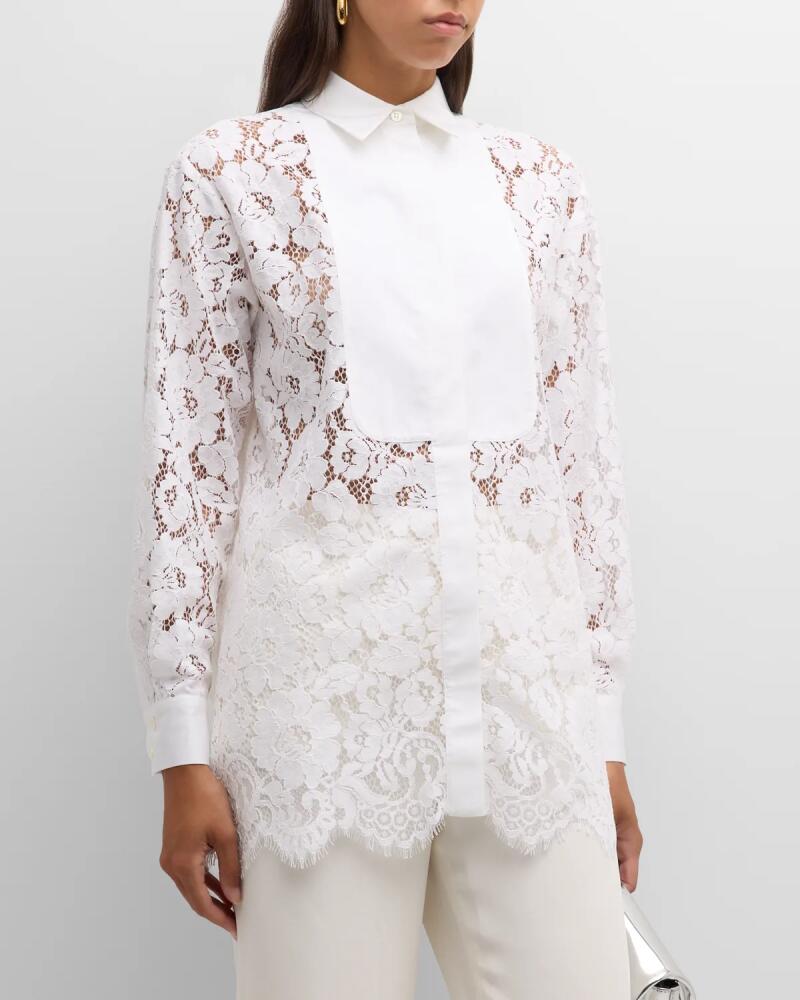 Michael Kors Collection Floral Lace Button-Front Blouse Cover