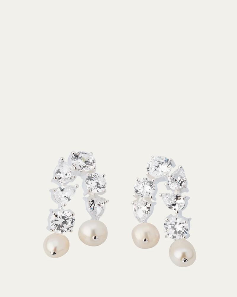 Completedworks Trickles Rhodium-Plated Sterling Silver Earrings with Cubic Zirconia and Pearls Cover